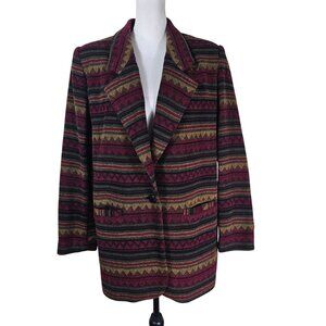VTG Braetan Southwestern Wool Blazer Jacket M Boyfriend Aztec Artsy Outdoor